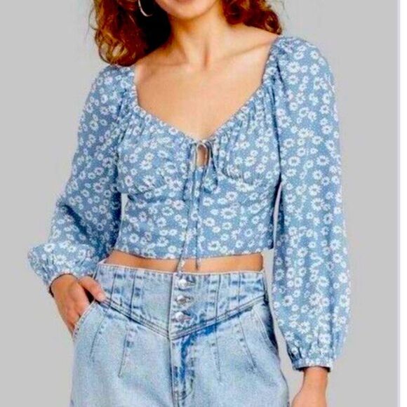 Wild Fable Floral Cropped Blouse L - Picture 1 of 11